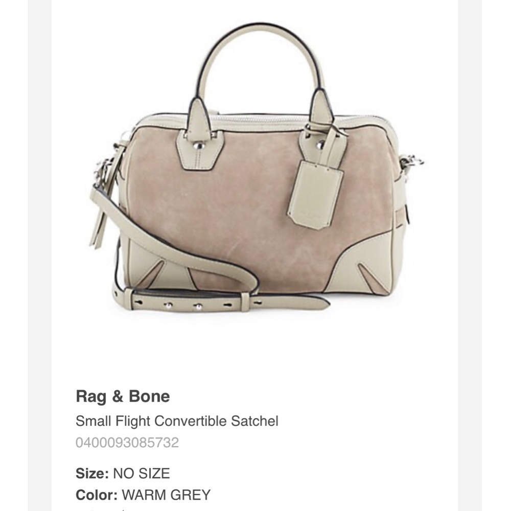 Rag & Bone Small Flight Bag in Grey Suede